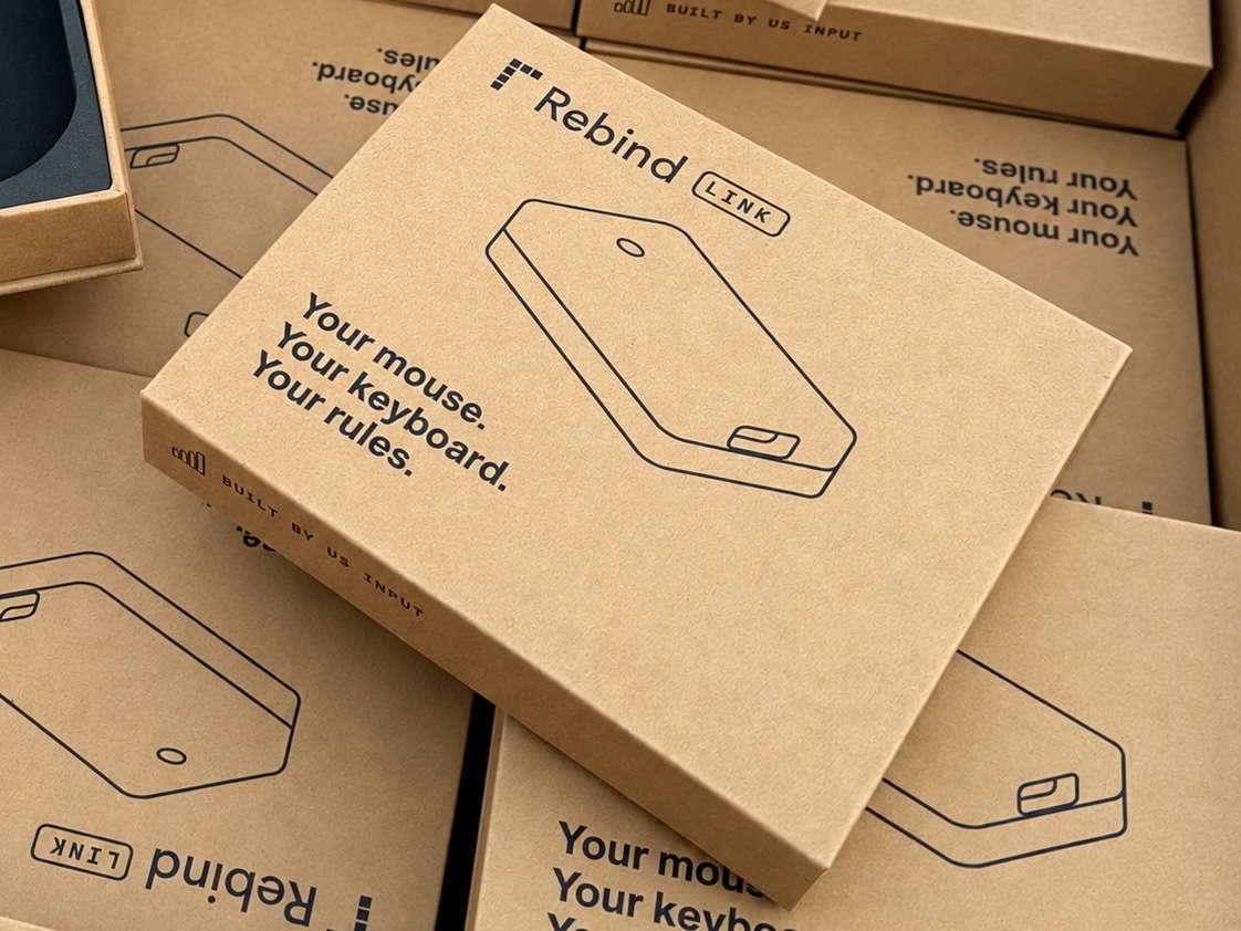 Photo of boxed Rebind Link kits stacked together